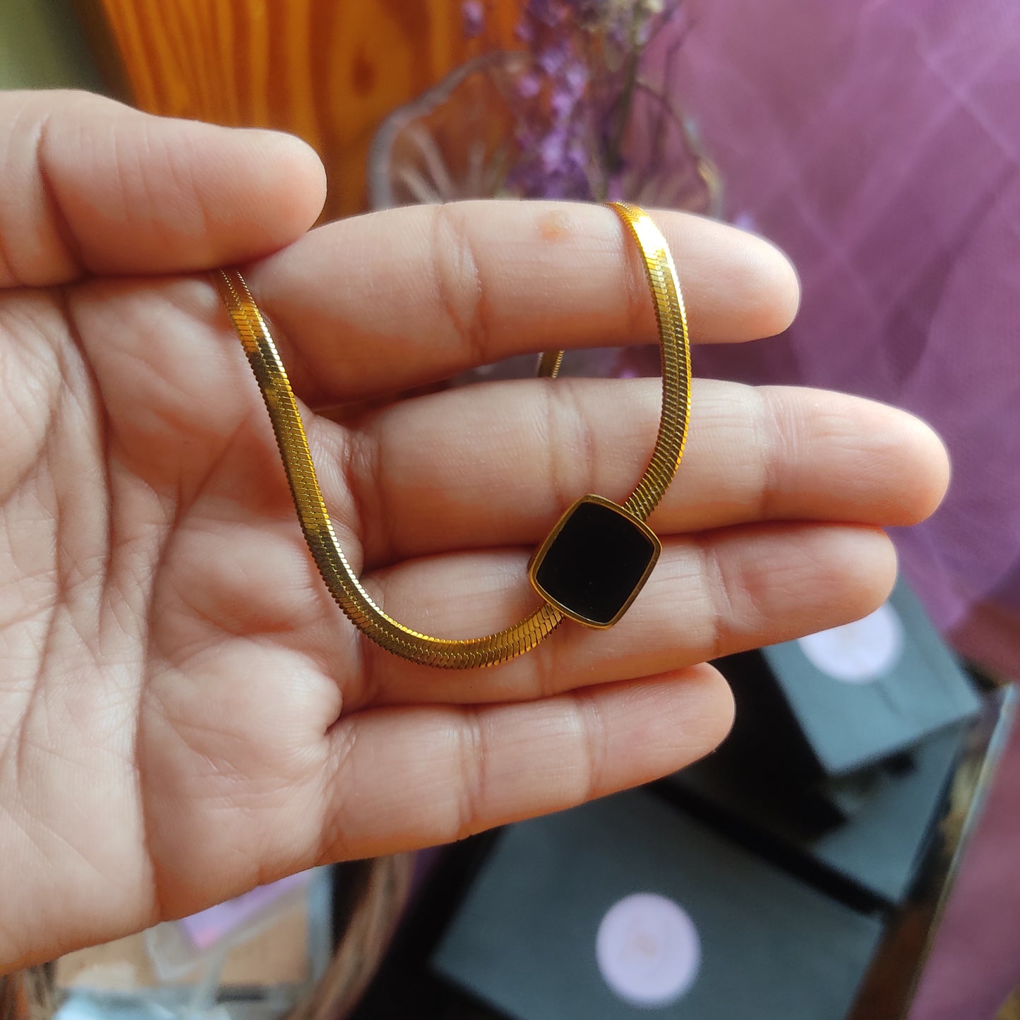 Black Square Necklace