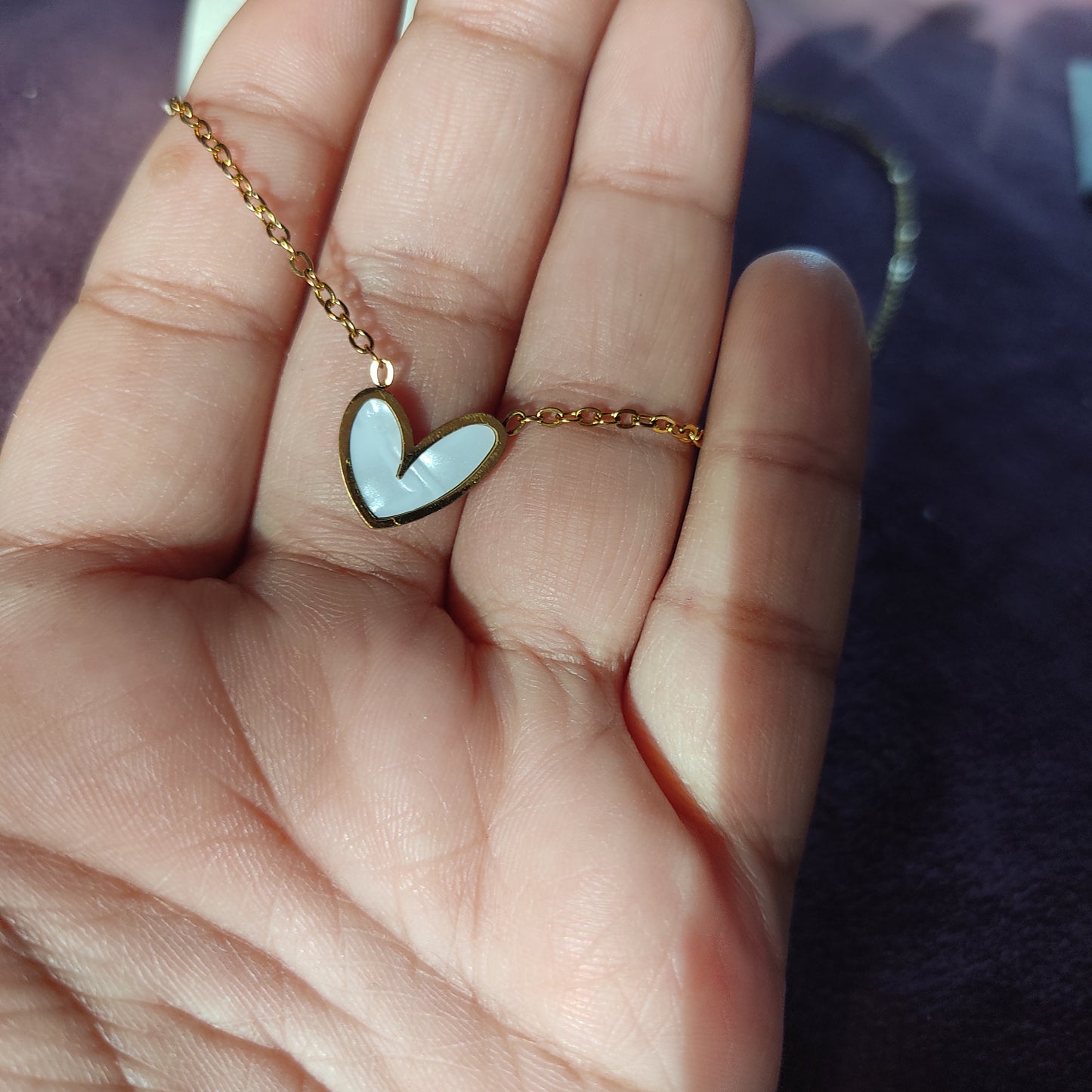 White Heart Necklace